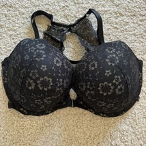New Victoria’s Secret Sexy Tee Push Up Lace Black Gold Floral Bra 38DD - £22.15 GBP