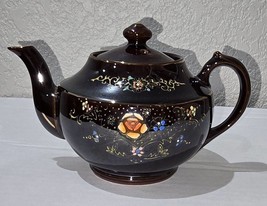 Mid-Century Vintage Hand Painted Dark Brown Floral Ceramic Teapot - Made... - $30.00 Mid-Century Vintage Hand Painted Dark Brown Floral Ceramic Teapot - Made... - $30.00
