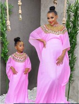 Ramadan Special Moroccan Wedding Pink Kaftan Girls Georgette Kids Dubai Dress - £48.84 GBP