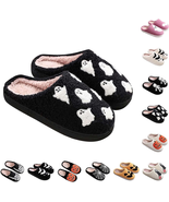 Halloween Slippers for Women Retro Cozy Comfy Plush Warm Fur Lined House... - $21.19