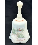 Fenton Handpainted Milk Glass Winter Scene Over the River Bell 1991 S Ja... - $18.69