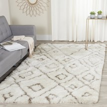 SAFAVIEH Toronto Shag Collection 8&#39; x 10&#39; Ivory / Light Grey SGT727A Handmade Mo - $375.99