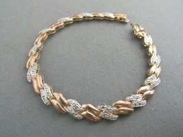 6Ct Round Cut Simulated Diamond Double Link Bar Bracelet925 silver Gold Plated - £135.09 GBP