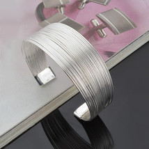 925 Sterling Silver Ball End Open Cuff Love Bangle Women&#39;s Bracelet DLB23 - $223.72 MXN