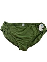 Time &amp; Tru Womens Bikini Bottom Size 3X 24W-26W Green Ruched Sides Mid R... - $14.85