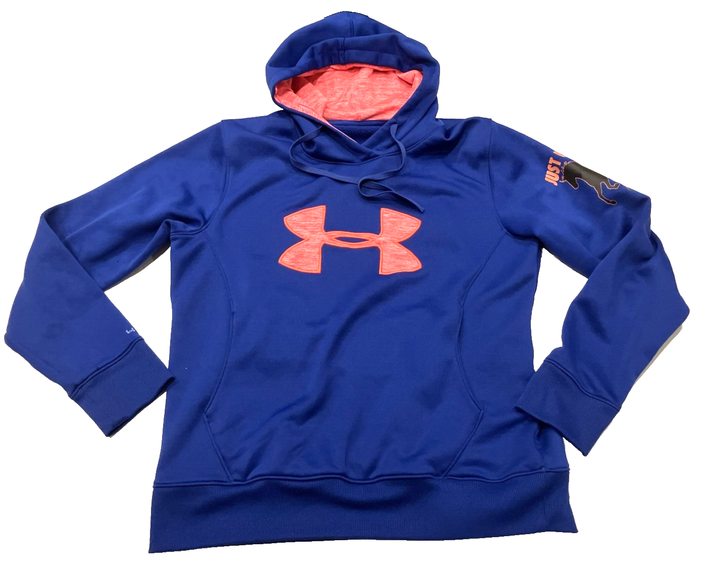 Primary image for Under Armour Sweatshirt Womens Medium Blue Pullover Hoodie Storm Logo Just Ride