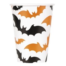 Happy Haunting 8 Ct 9 oz Hot Cold Paper Cups Halloween Bats - $4.35