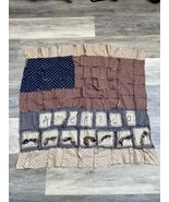 Americana Flag Primitive Yea Stained Country Rag Tye Decor Home 26”x28” ... - £11.63 GBP