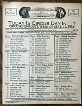 1944 CIRCUS DAY ROUTE CARD (September 17) Charlie Campbells list of travel dates - £7.74 GBP