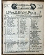 1944 CIRCUS DAY ROUTE CARD (September 17) Charlie Campbells list of trav... - $13.56 CAD