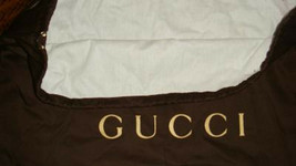 Gucci Brown Nylon Drawstring Storage Dust Bag Gold Logo 25&quot; X 19&quot; White Lining - £15.79 GBP
