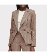 BANANA REPUBLIC Camel Houndstooth Plaid Double-Breasted Blazer Size 12 A... - €53,50 EUR