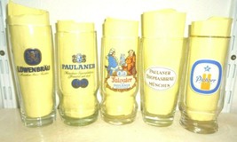 5 Lowenbrau Paulaner Salvator Thomas Pschorr Munich German Beer Glasses - £15.69 GBP