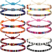 12 Pcs Boho Surfer Ankle Bracelet Unisex Handmade Braided Bracelet Adjustable Be - £16.68 GBP