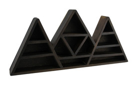 Scratch &amp; Dent Dark Brown Wooden Geometric Triangle Crystal Display Shelf - £30.95 GBP