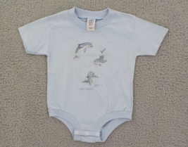 ONE PIECE INFANT/TODDLER SZ 24 MONTHS BLUE SILK SCREENED DOLPHINS WIS DE... - $7.99