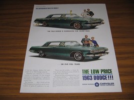 1963 Print Ad Dodge Cars The Dependables 5 Years or 50,000 Miles Warranty - £11.24 GBP
