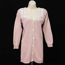 Gunne Sax Jessica McClintock VTG 80&#39;s Long Sweater Lace Collar S Small Prairie - £67.07 GBP