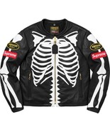 Supreme Vanson Leather Bones Design Unisex Black Leather Jacket - $945.36 MXN+