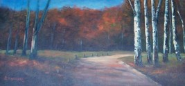 Oil Painting Dirt Road Sycamore Aspen Tree Oak Park Rustic Lodge Cabin Landreth - $116.88