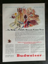 Vintage 1942 Budweiser Help a Child's Dream Come True Full Page Original Ad 721 - $6.64