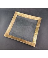 Bent Glass Trinket Dish Tray, Gilded Gold Leaf Border, 8&quot; x 8&quot; EUC MCM OBO - $16.00