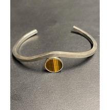 ARTIZAN SIGNED 925 STERLING SILVER AND TIGER&#39;S EYE CUFF BRACELET SKY - $70.31 CAD