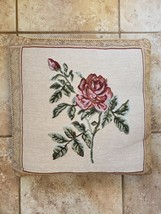 Tapestry Rose Roses Flowers Accent Pillow - £23.71 GBP