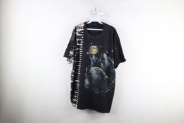 Vintage 90s Streetwear Mens XL Faded All Over Print Acid Wash Wolf Moon T-Shirt - £70.43 GBP