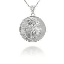 925 Sterling Silver Native American Apache Chief Head Coin Pendant Necklace - £27.44 GBP+