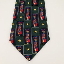 Tommy Hilfiger Men&#39;s Tie Golf Bags on Green Background 100% Silk Necktie USA - £9.59 GBP