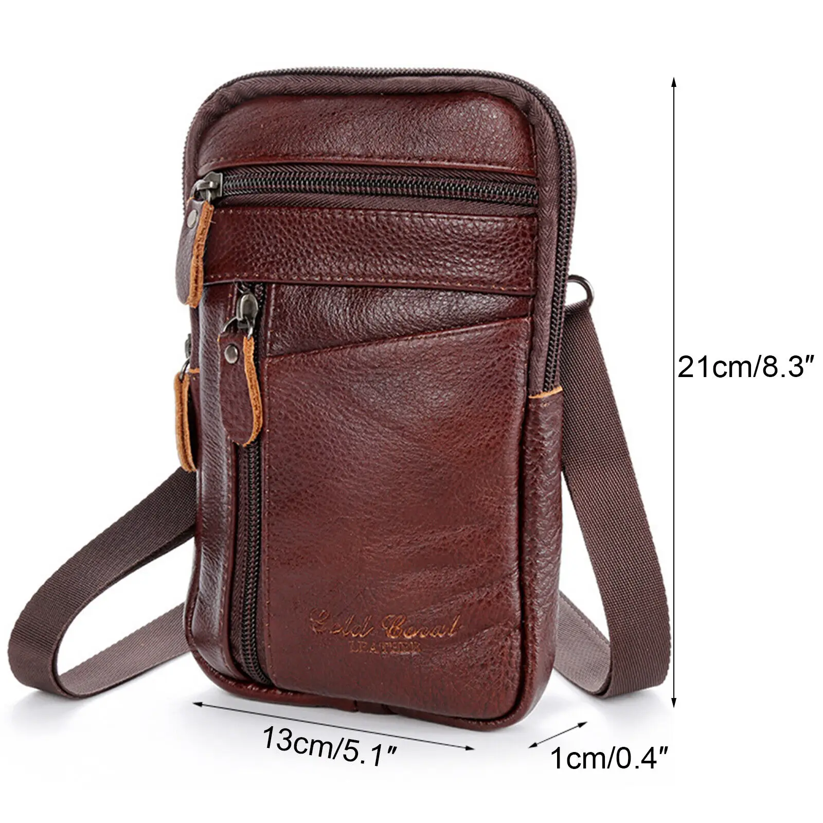 Men&#39;S Shoulder Bag Multi-Function Leather Messenger Bag Casual Crossbody... - $17.57