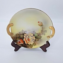 Vintage Noritake Trinket Plate Dish Hand Painted Yellow Rose Gold Handle Japan - $13.25