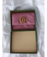 Gucci Pink Quilted Leather GG Marmont Trifold Compact Wallet - €228,65 EUR