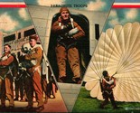 Vtg Curt Teich Linen Postcard WWII Propaganda V Series Parachute Troops - $5.85