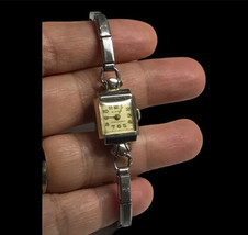 birks challenger 14k white gold 17 Jewels Watch elastic band working con... - $274.97