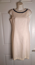 Petite Sophisticates White Scoop Neck Navy Trim V-Back Sleeveless Dress 2P - $21.84