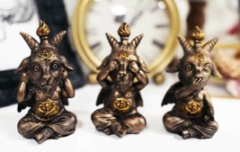 Sabbatic Goat See Hear Speak No Evil Baphomet Samael Lilith Satan Figurines Set - £29.56 GBP