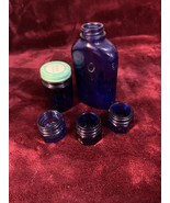 Vintage Med Cobalt Blue Bottles 1/Vicks, 3/Noxema, &amp; 1/Hazel Atlas Marked - $47.48 CAD