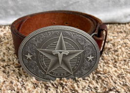 Tesla Giga Texas Belt Buckle Authentic &quot;Don&#39;t mess with Tesla&quot; &amp; Leather... - £47.17 GBP