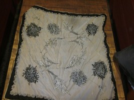 Black And Cream Creme Cream 29 in x 29 in Square Flower Scarf Gently Used - £7.96 GBP