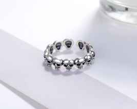 Quality Silver Plated Personality Adjustable Retro Skull Ring - Size 6-7 - £10.29 GBP