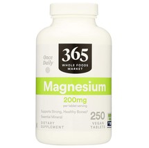 365 Whole Foods Supplements, Magnesium 200 mg, 250 Vegan Tablets - £26.35 GBP