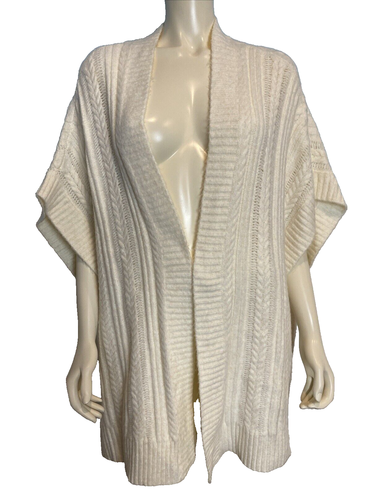 Talbots  Off White Sleeveless Cable Knit Open Cardigan Size M/L - $33.24