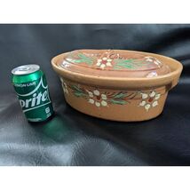 Alsace Casserole Dish Pot France Pottery Stoneware Brown Flowers Oval Li... - $175.80