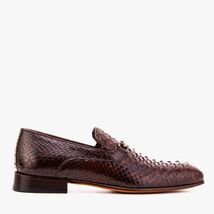 The Viper Brown Snake Skin Leather Bit Loafer Men Shoe image 3