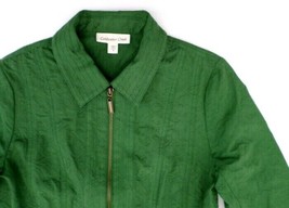 Coldwater Creek Women&#39;s Full Zip Jacket 4 Green Damask Texture - £22.52 GBP