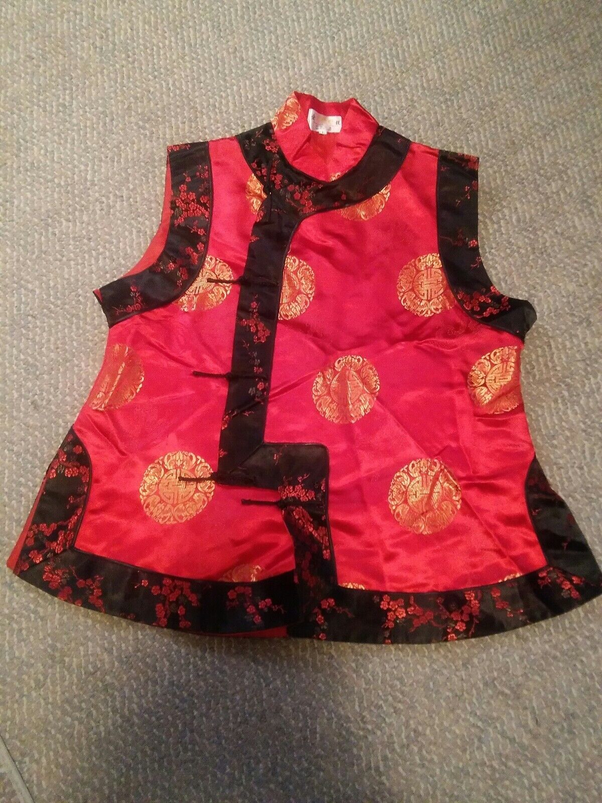 015 Golden Dragon  Kimono Top Sleeveless Red Gold Black Nice Women Vest - $25.99