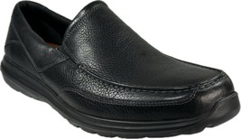 ROCKPORT MA MOC MEN&#39;S BLACK LEATHER LTE SLIP-ON SHOES, V76697 - £68.74 GBP