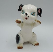 Japan Blue Big Eye Eyelashes Glazed Ceramic Dog Puppy - £35.40 GBP